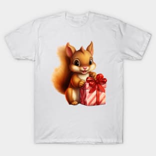 Baby Christmas Squirrel With Gift T-Shirt